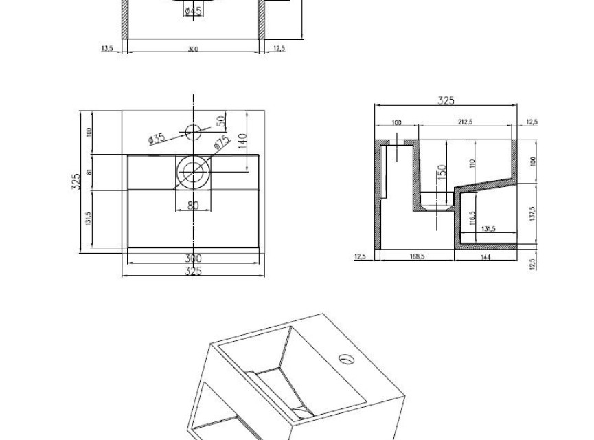 Buq-30 fontein Just-Solid 32.5x32.5x25cm z/kraangat