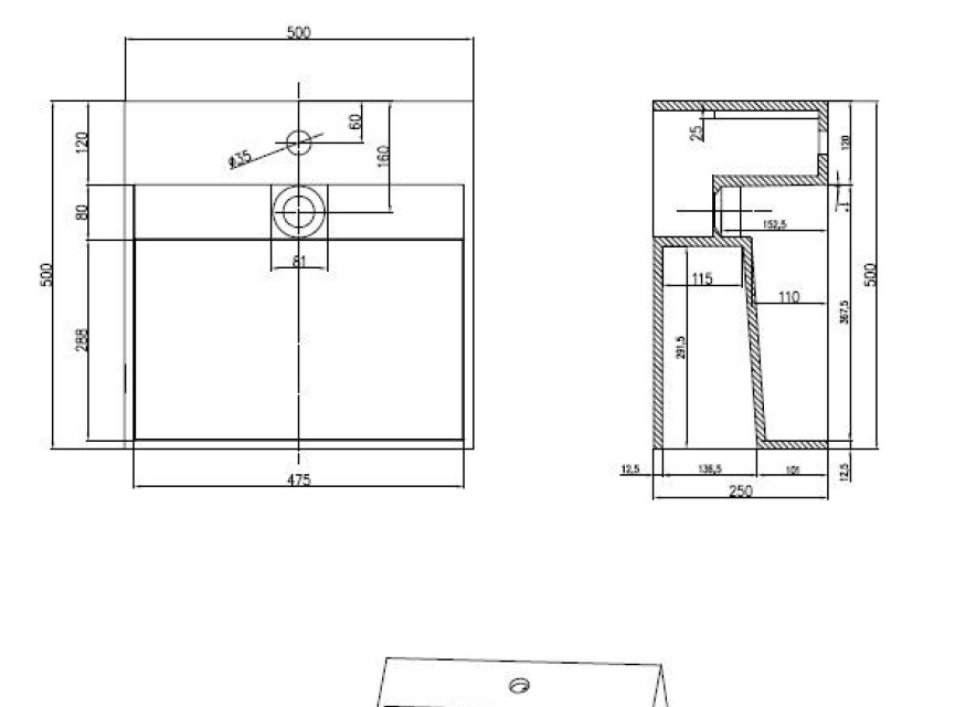 HQ-500 wastafel Just-Solid 50x50x25cm