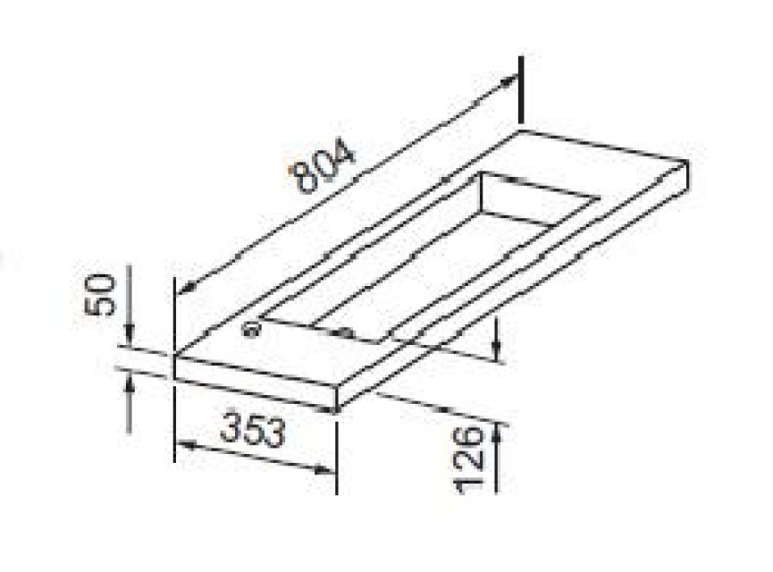 Slim wastafel voor meubel 80cm (ondiep) 35 cm zonder kraan gat