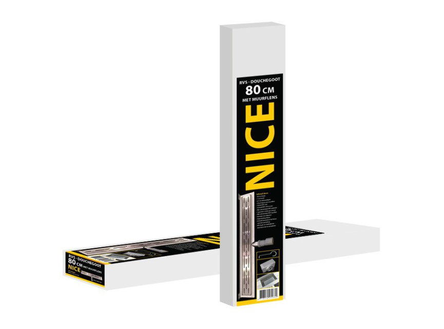 Nice douchegoot met muurflens 80 cm