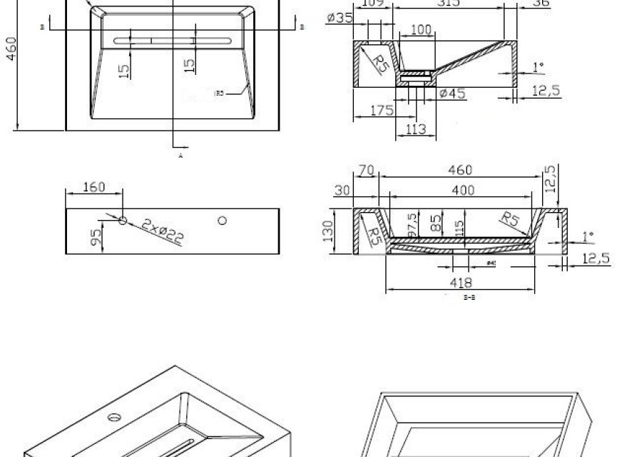 Indoor wastafel Just-Solid 60x46x13cm