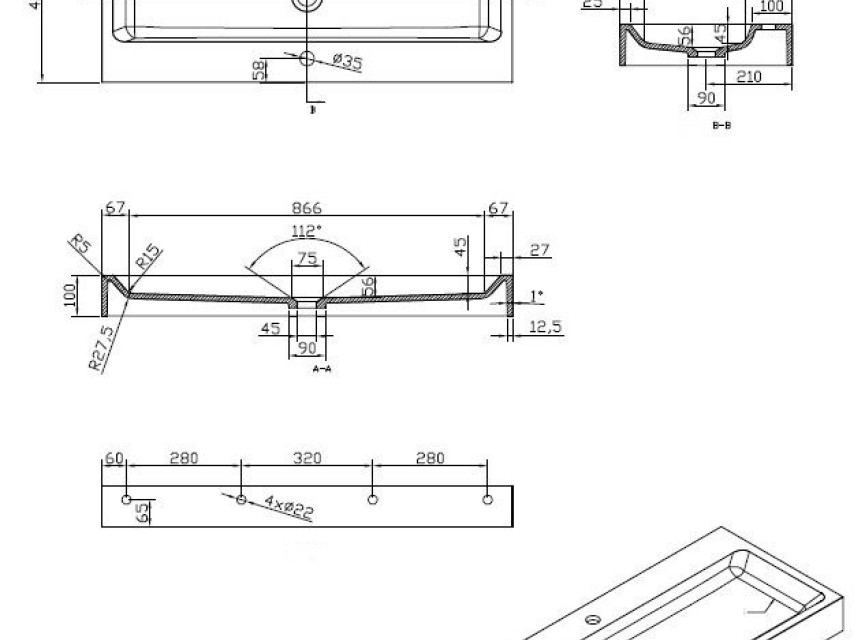 Opera-100 wastafel Just-Solid 100x42x10cm