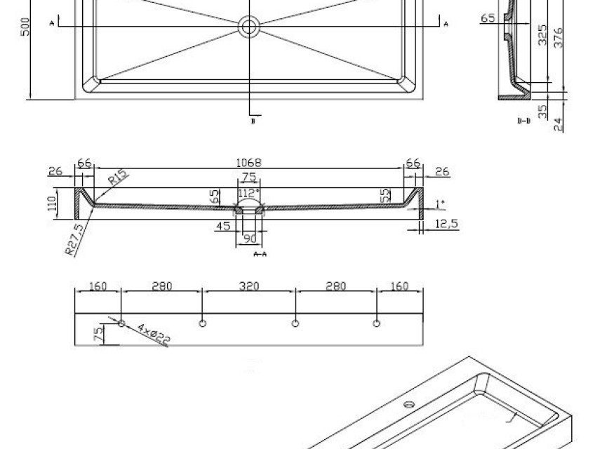 Opera-120 wastafel Just-Solid 120x50x11cm