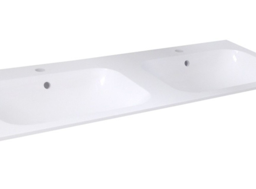 duo-wastafel 120 cm tbv: meubel Bora met 2 kraangaten