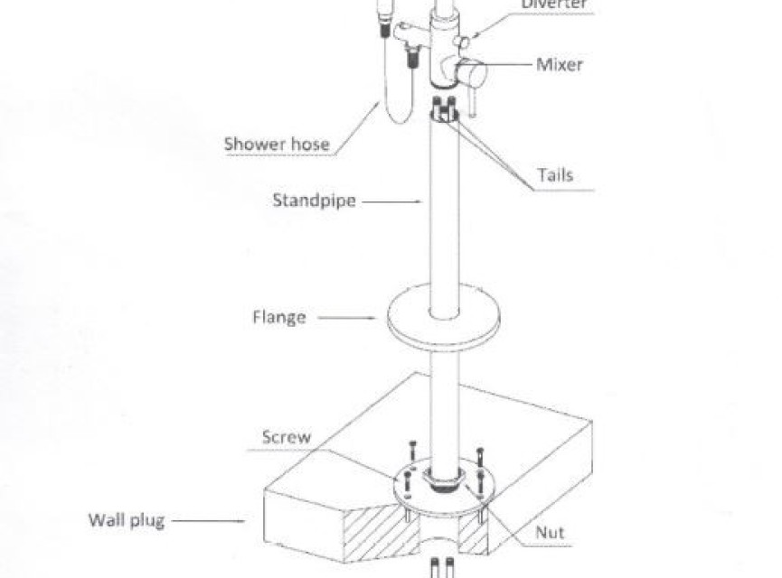 Strala vrijstaande badkraan H=120 cm messing Nero mat-zwart
