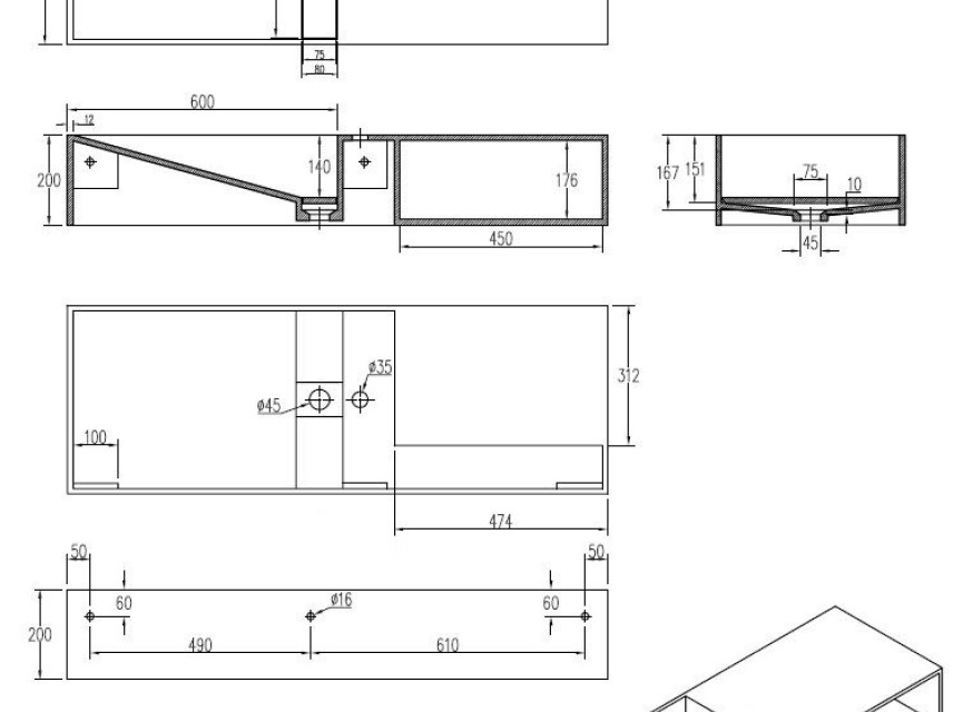 Gruna wastafel Just-Solid 120x42x20cm