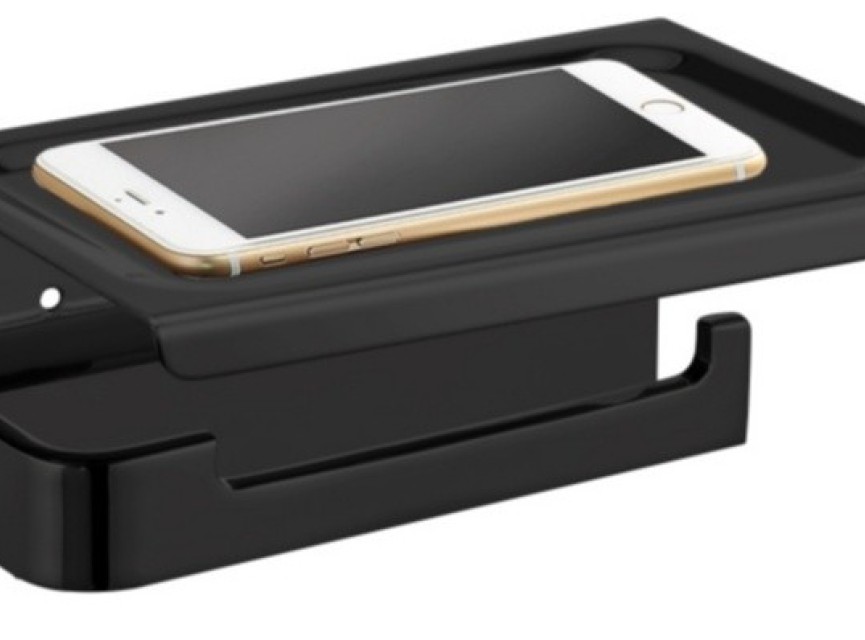 Phone toiletrolhouder Nero mat-zwart (zonder telefoon)