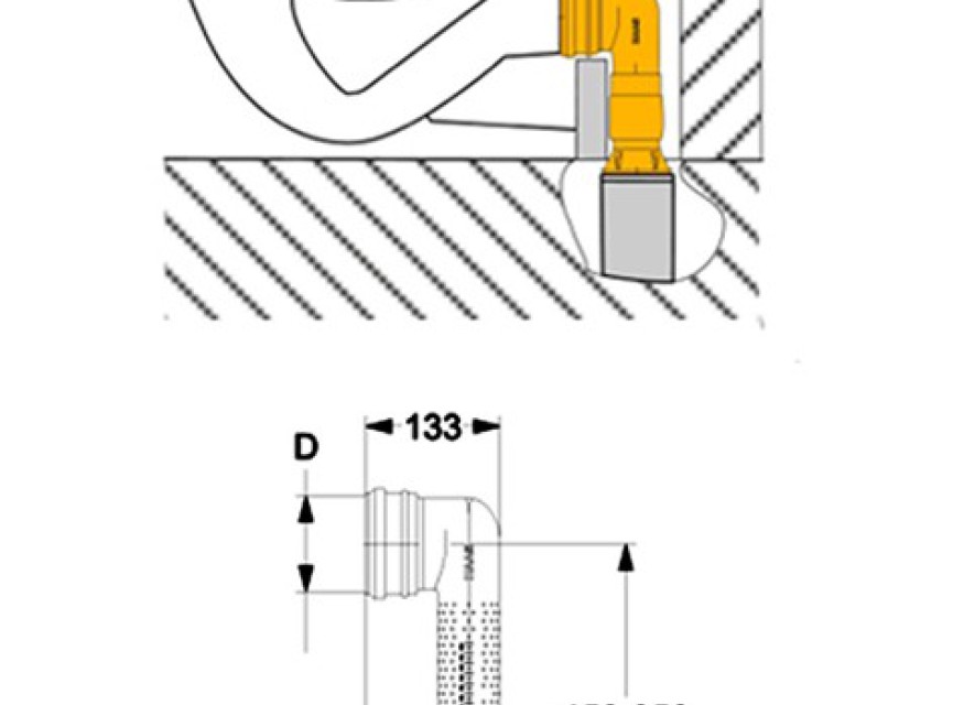 PVC ruimtebesparende verloopbocht Vario verticaal 90/90 No: 3950