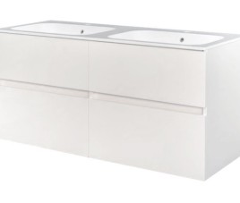 Bora-Wit-Greeploos meubel onderkast 4 laden zonder wastafel 120 cm glans-wit