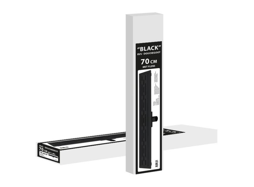 Black douchegoot met flens 70 cm zwart