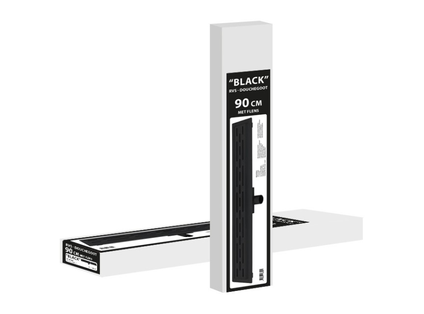 Black douchegoot met flens 90 cm zwart