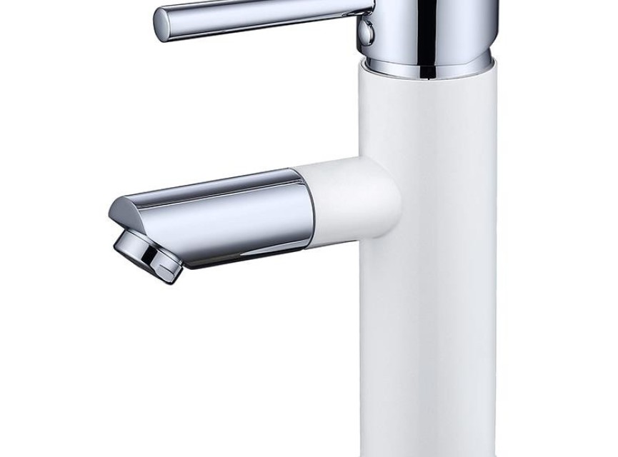 Bicolor-White wastafelmengkraan wit/chroom
