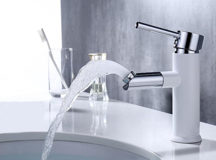 Bicolor-White wastafelmengkraan wit/chroom