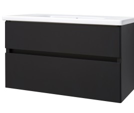 Quick-Black-Greeploos meubel onderkast + wastafel 100 cm mat-zwart