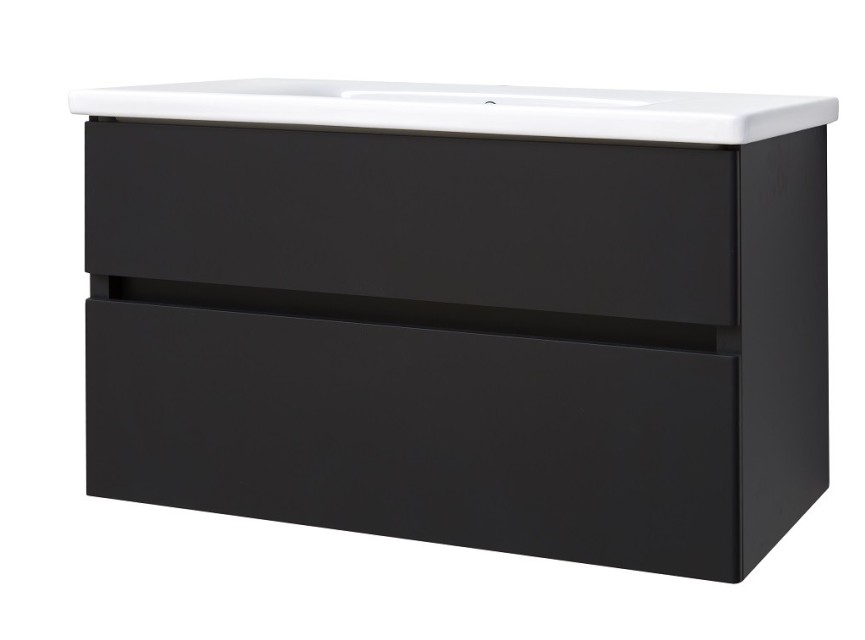 Quick-Black-Greeploos meubel onderkast + wastafel 100 cm mat-zwart