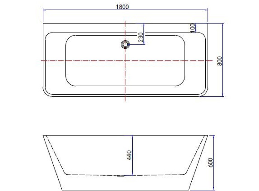 Silmo Mat-Wit semi vrijstaand wandmodel bad 180x80x60cm