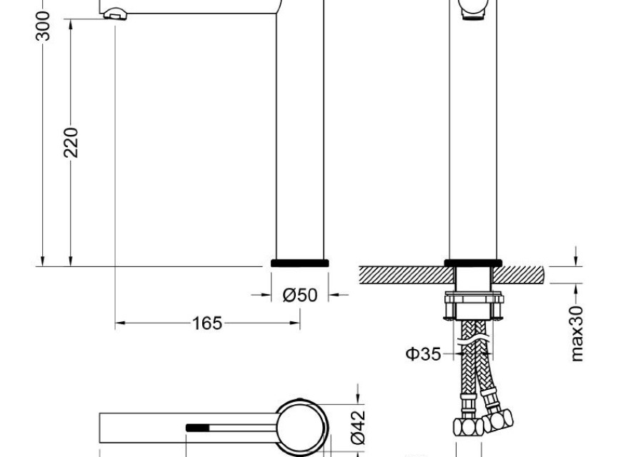 White Hoge-wastafelmengkraan mat-wit