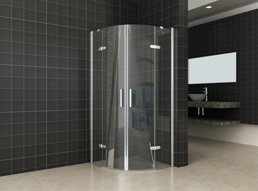 1/4 ronde cabine 2 dr.deuren 900x900x2000 chr.8mm NANO