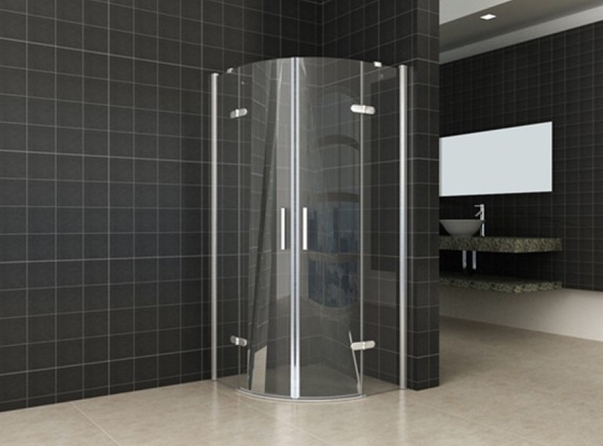 1/4 ronde cabine 2 dr.deuren 1000x1000x2000 chr.8mm NANO
