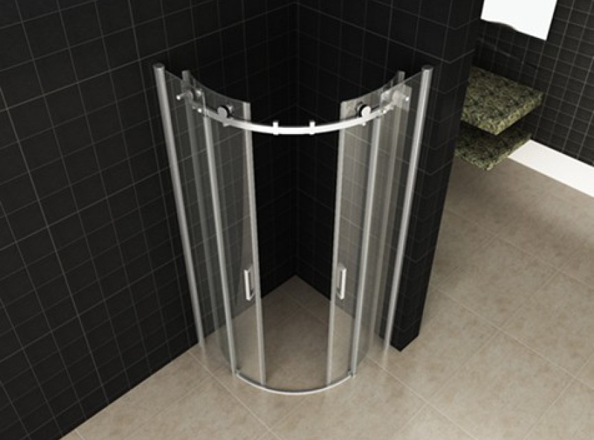 1/4 r. cabine 2 schuifdeuren 900x900x2000 chr.8mm NANO