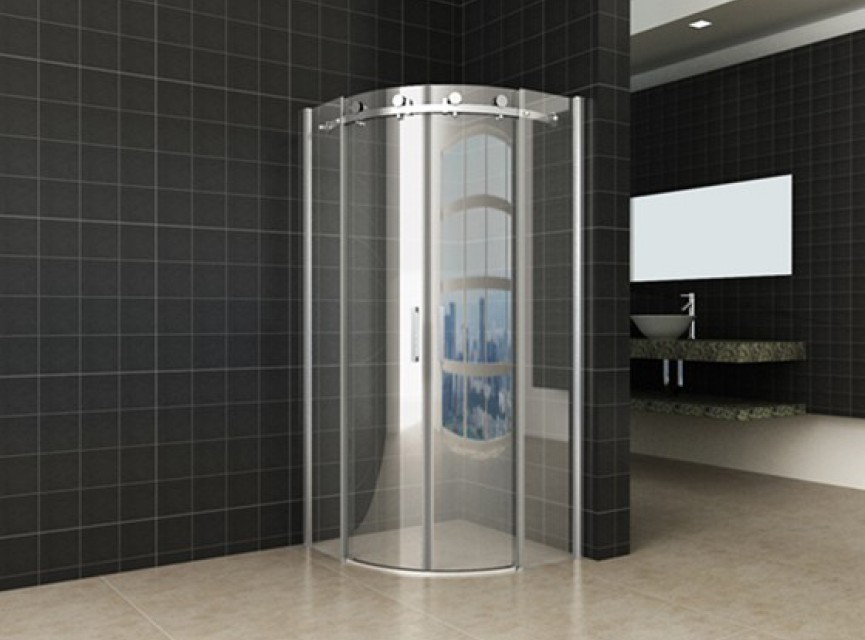 1/4 r. cabine 2 schuifdeuren 900x900x2000 chr.8mm NANO