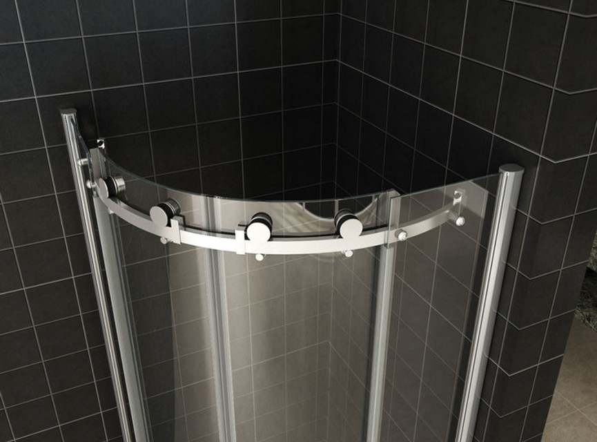 1/4 r. cabine 2 schuifdeuren 900x900x2000 chr.8mm NANO