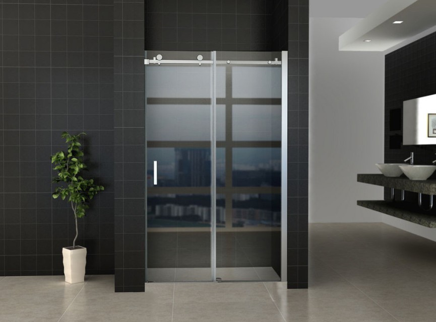 schuifbare nisdeur 2-d. 1200x2000 chr.8mm NANO