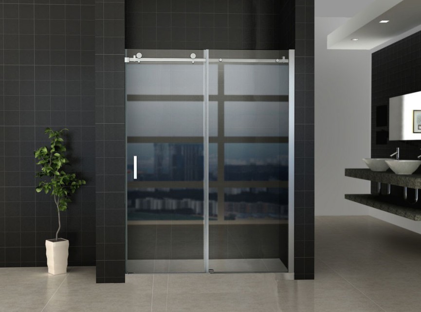 schuifbare nisdeur 2-d. 1400x2000 chr.8mm NANO