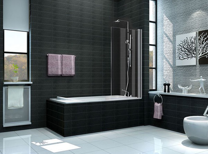 draaibare badwand 800x1500 6mm NANO chroom