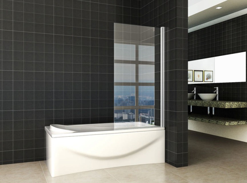 draaibare badwand 800x1500 6mm NANO chroom