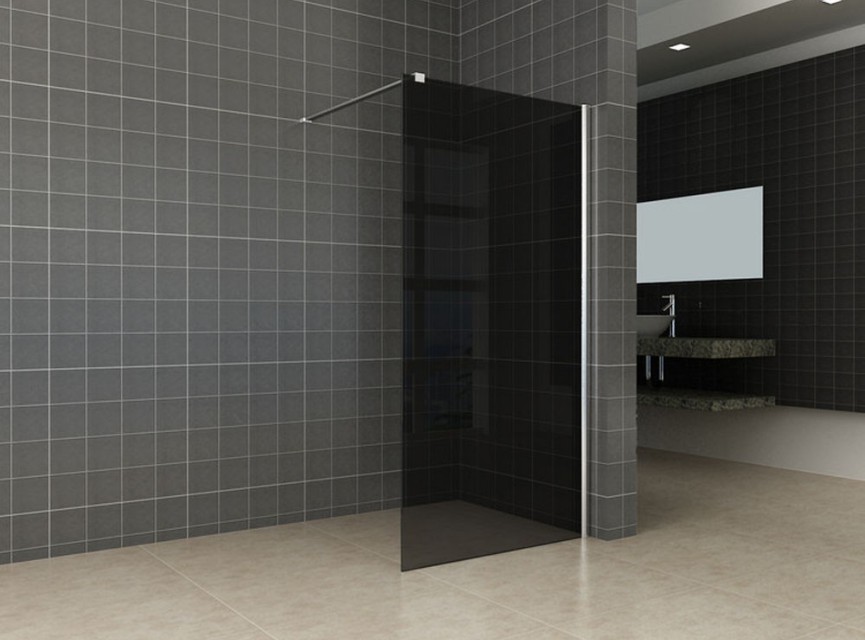 inloopdouche met muurprofiel 900x2000 10mm NANO rookglas