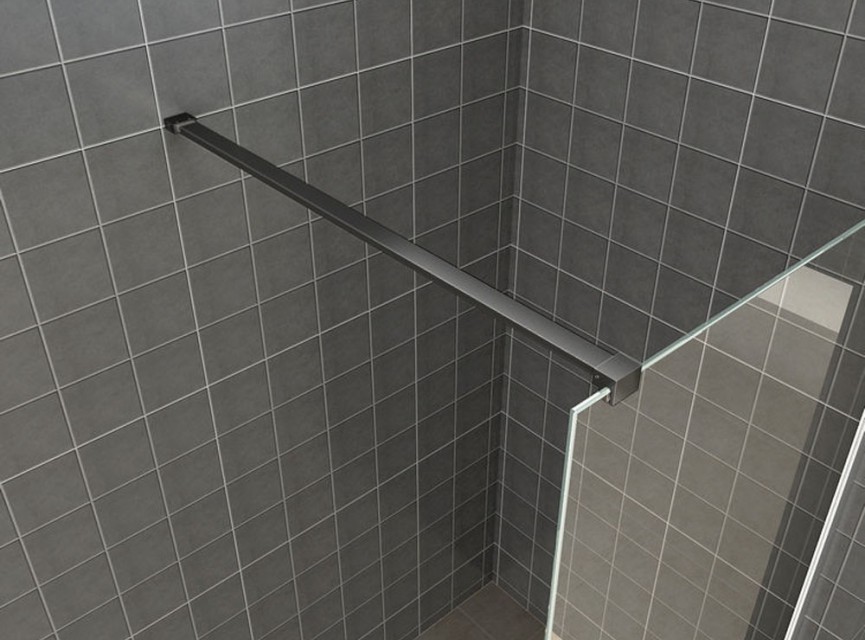 inloopdouche + Safety Glass + ZWART muurprofiel 900x2000 10mm NANO