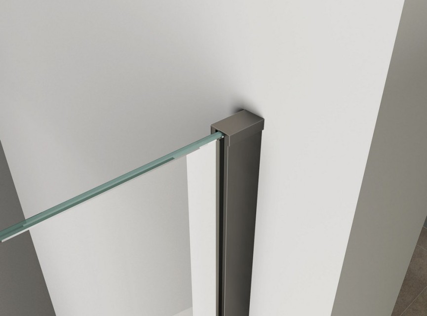 inloopdouche + Safety Glass + ZWART muurprofiel 900x2000 10mm NANO