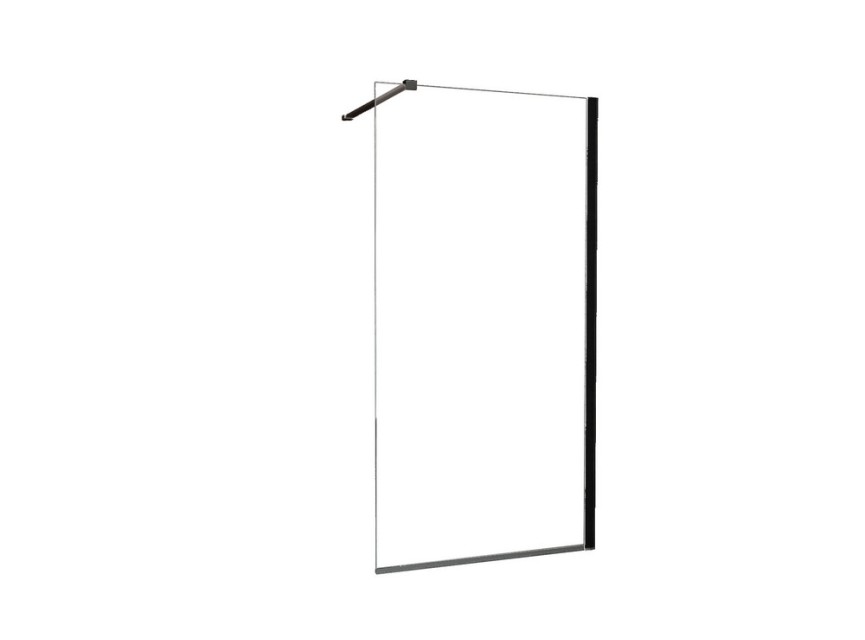 inloopdouche + Safety Glass + ZWART muurprofiel 900x2000 10mm NANO