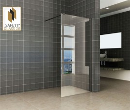 inloopdouche + Safety Glass + ZWART muurprofiel 1000x2000 10mm NANO