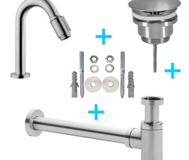 Set Victoria toiletkraan + afvoer/bev. geborsteld staal