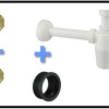 Uni-3 fontein/wast. aansluitset+PVC sifon