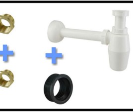 Uni-3 fontein/wast. aansluitset+PVC sifon