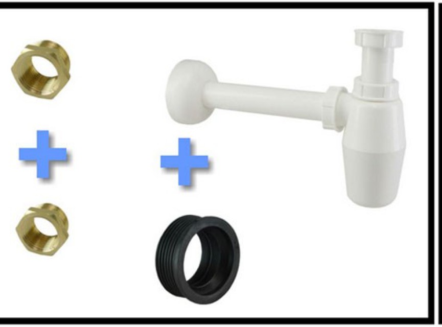 Uni-3 fontein/wast. aansluitset+PVC sifon