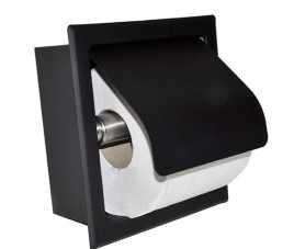 Sunk inbouw toiletrolhouder met klep mat-zwart