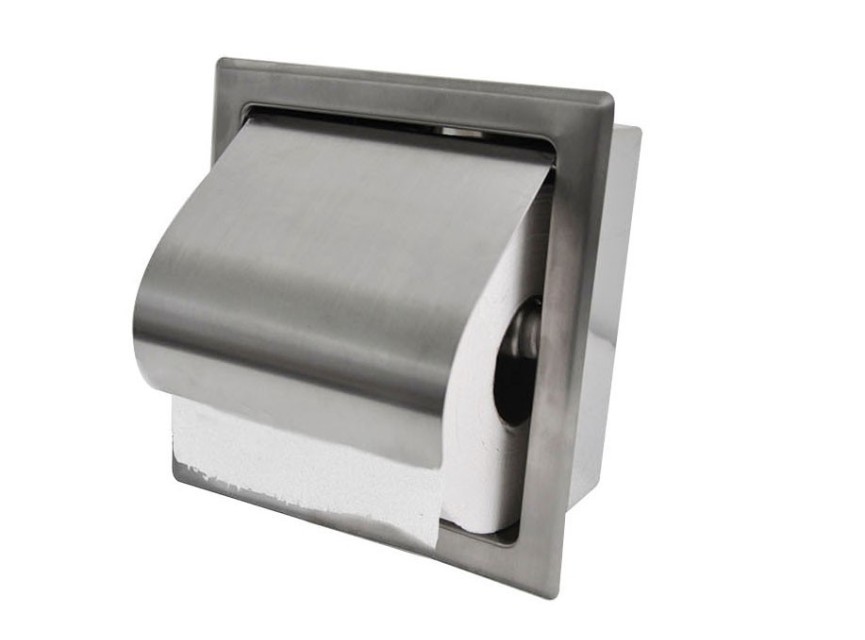 Sunk inbouw toiletrolhouder met klep RVS