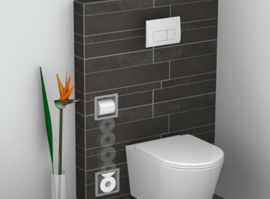 inbouw-toiletrolhouder + reserve-rollen RVS