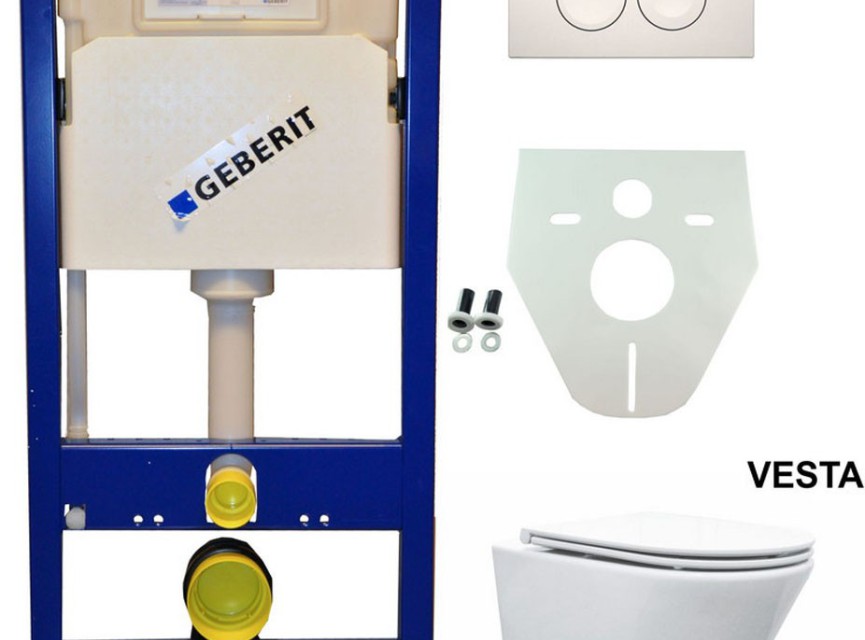 Geberit UP 100 Vesta Rimless wc+ Flatline zitt.+ Delta 21 wit