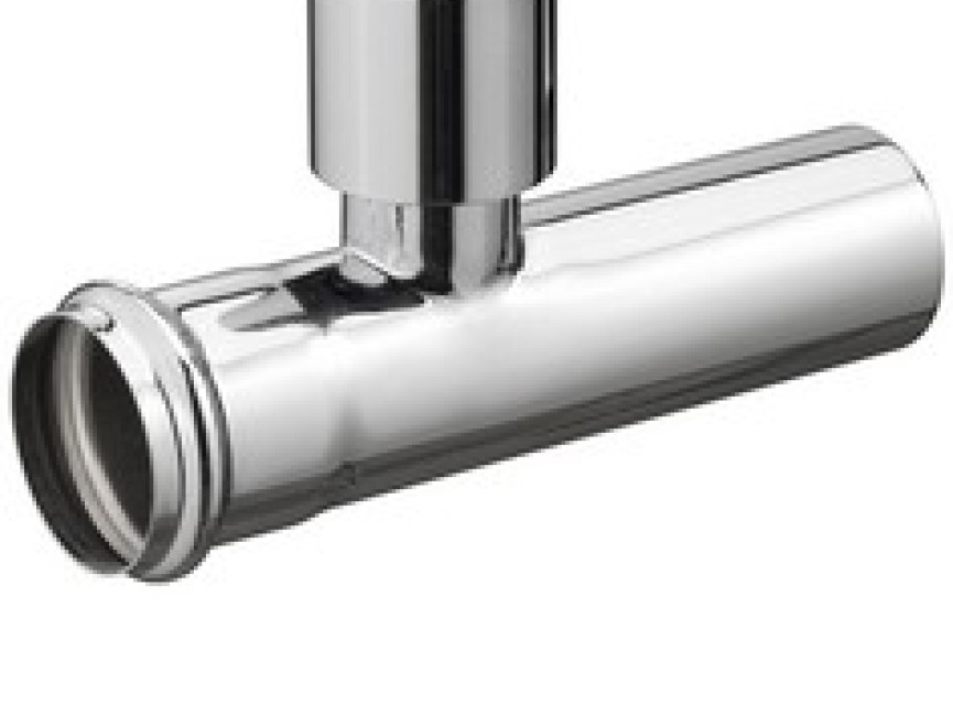 chroom muurbuis recht met beluchter 32mm