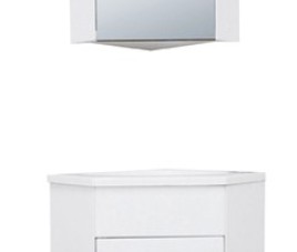 Lena hoek-fonteinkast + wast. en spiegelk. 500x850x250 wit