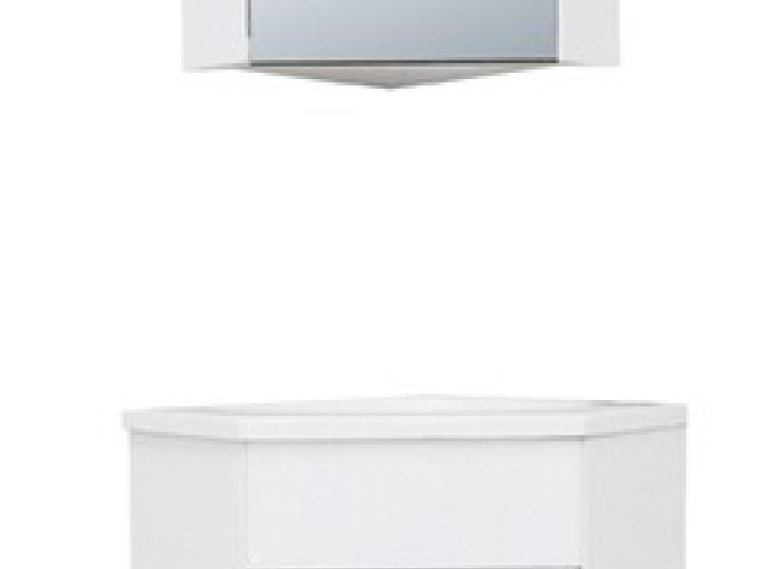 Lena hoek-fonteinkast + wast. en spiegelk. 500x850x250 wit