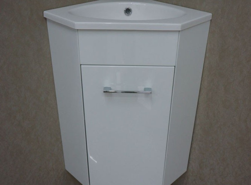 Lena hoek-fonteinkast + wast. en spiegelk. 500x850x250 wit
