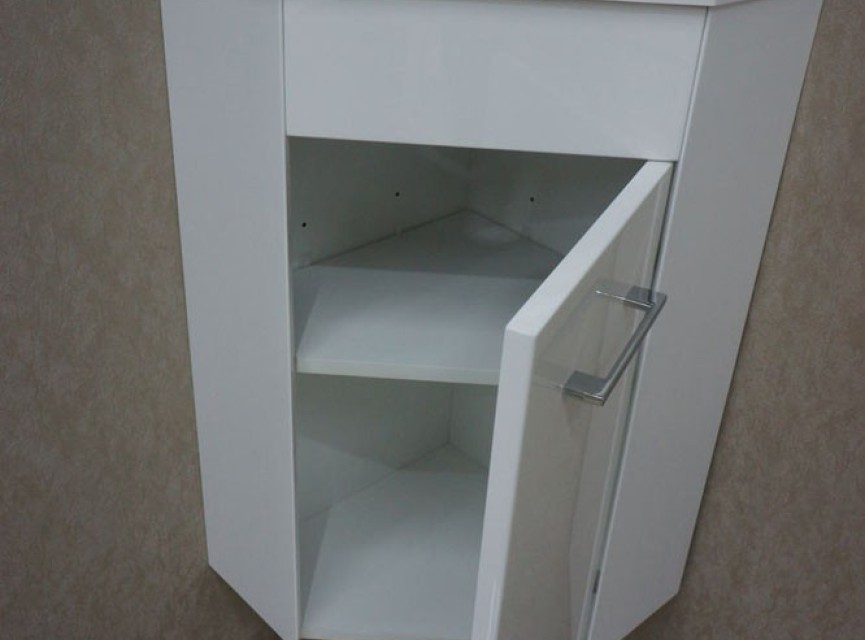 Lena hoek-fonteinkast + wast. en spiegelk. 500x850x250 wit