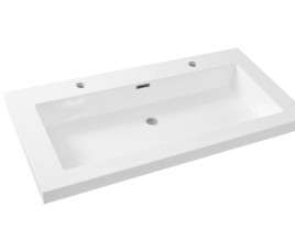 Vision kunstmarmer wastafel 2 kraangaten 100x46 wit