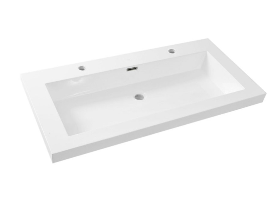 Vision kunstmarmer wastafel 2 kraangaten 100x46 wit